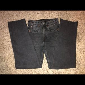 Black Cropped Flare Denim Jeans